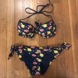 Hollister Navy Blue Floral Bikini